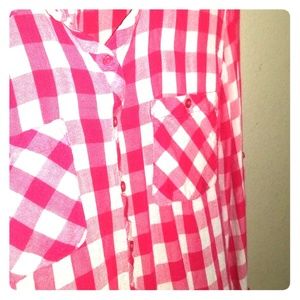 7$ shirt sale! Hot pink buffalo check!